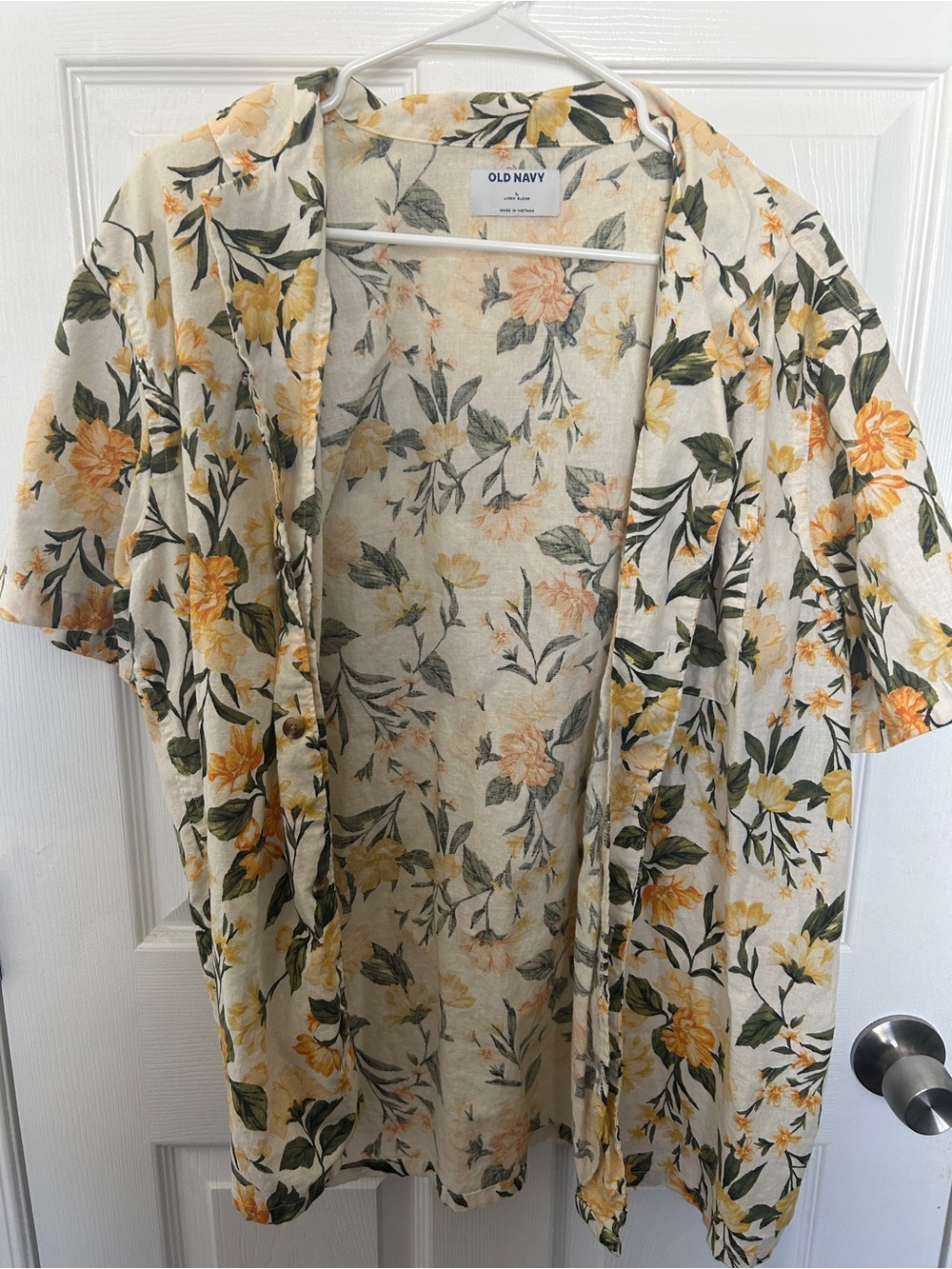 Old Navy Cream Floral Button Down
